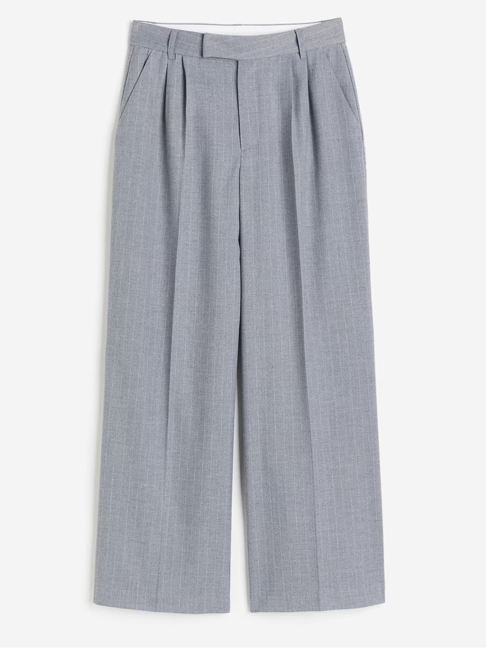 H&M Light Gray Pinstripe Wide-Leg Trousers